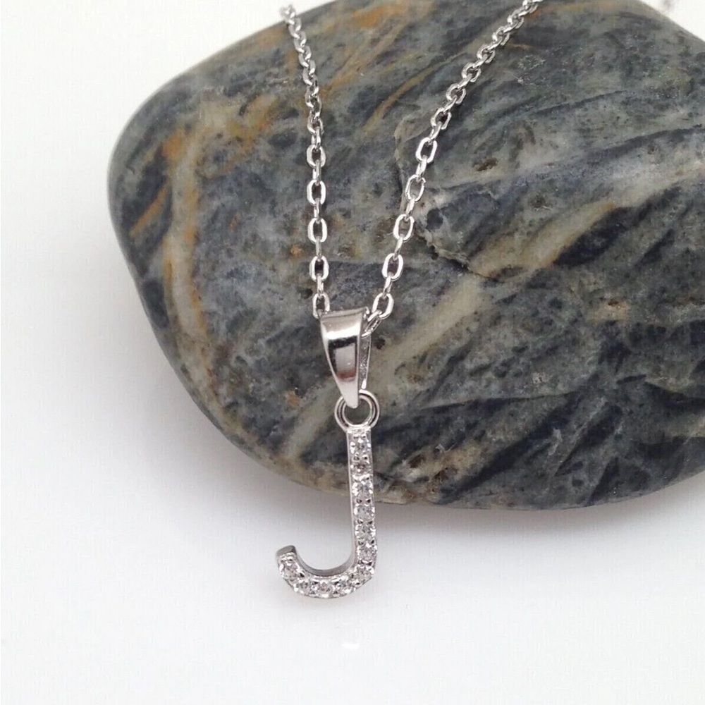 Silver Initial 'J' Pendant Necklace